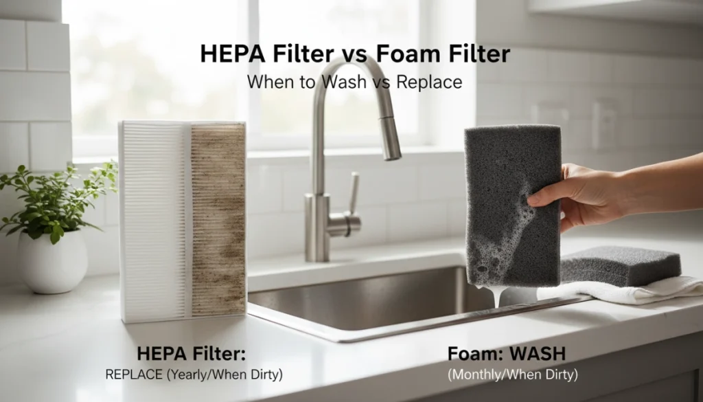 HEPA Filter vs Foam Filter Guide When to Wash Replace Filters