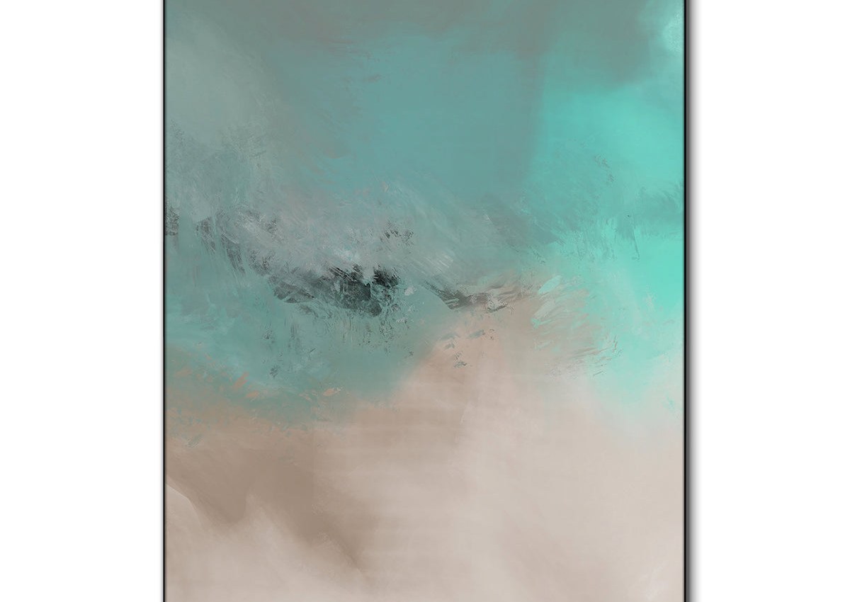 Teal and beige framed abstract wall art for a home refresh