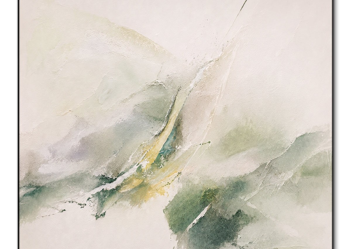 Neutral and green textured artwork for a practical room